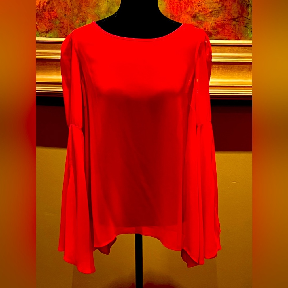 Sheer designer red blouse